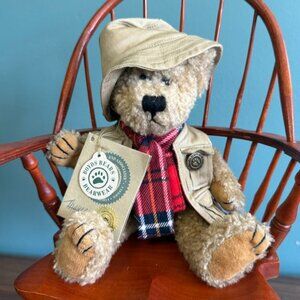 Boyds Bears Thayer Sportsman Bear Vest Hat Scarf Plush Toy 8" Vintage 90's